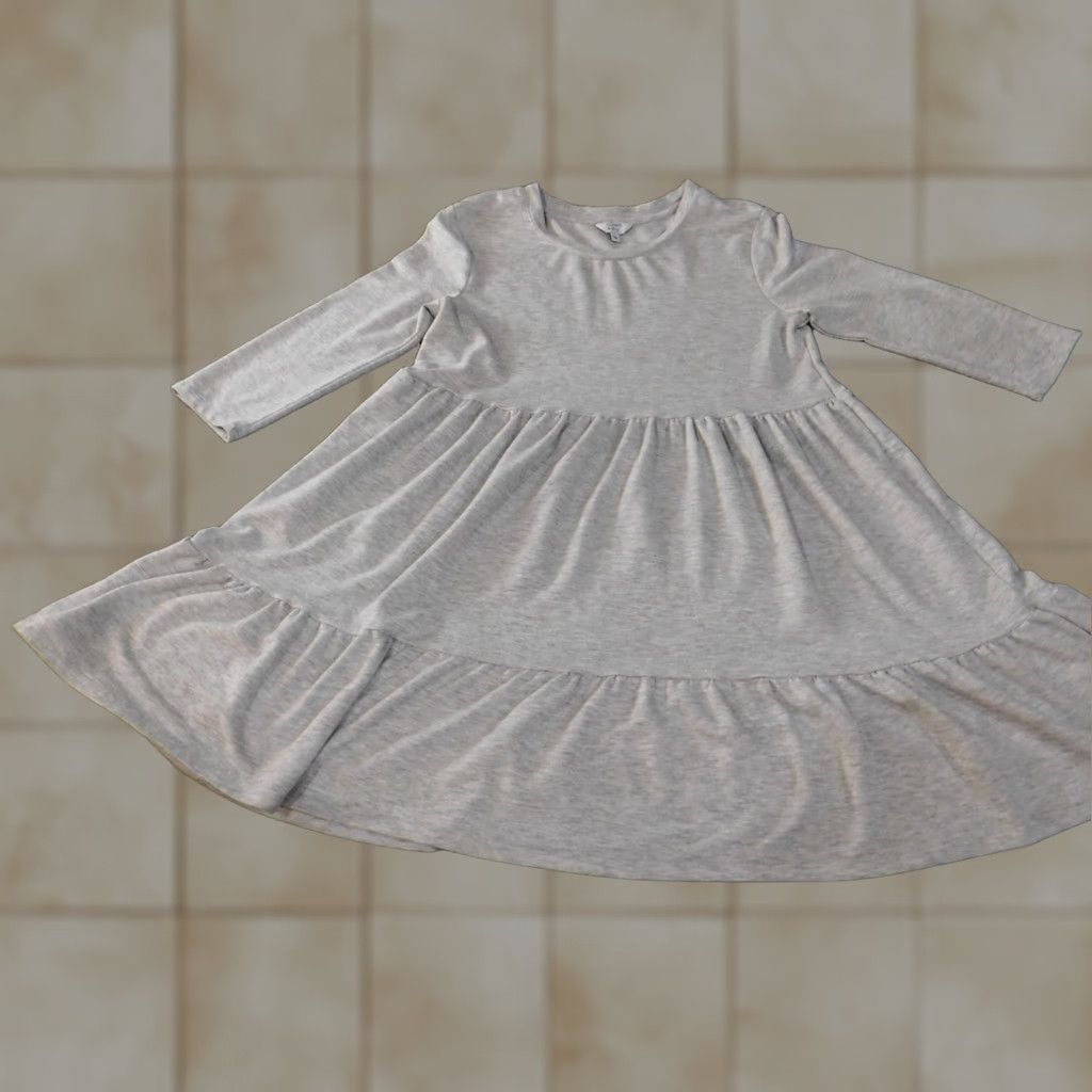 Vintage Crown & Ivy Dress Sundress A-Line Shirt Dress Knee Length Gray Womens Medium 3/4 Sleeve Bell Strap Rayon Polyester Stretch Casual Vintage No Size M / US 6-8 / IT 42-44 - 1 Thumbnail