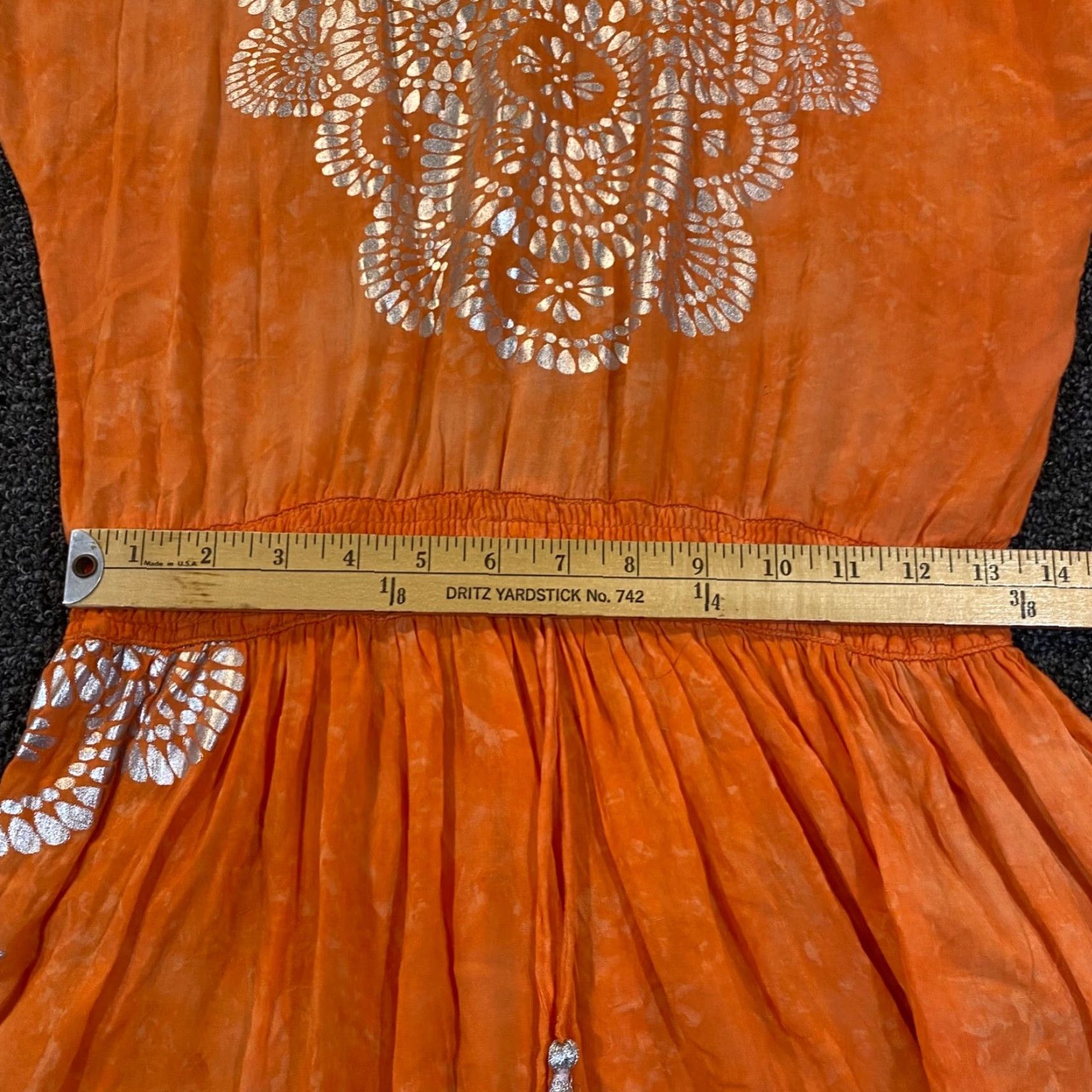 Poupette St Barth Poupette St. Barth Womens V Neck Abstract Metallic Midi Dress Orange Size 1 Size XS / US 0-2 / IT 36-38 - 5 Thumbnail