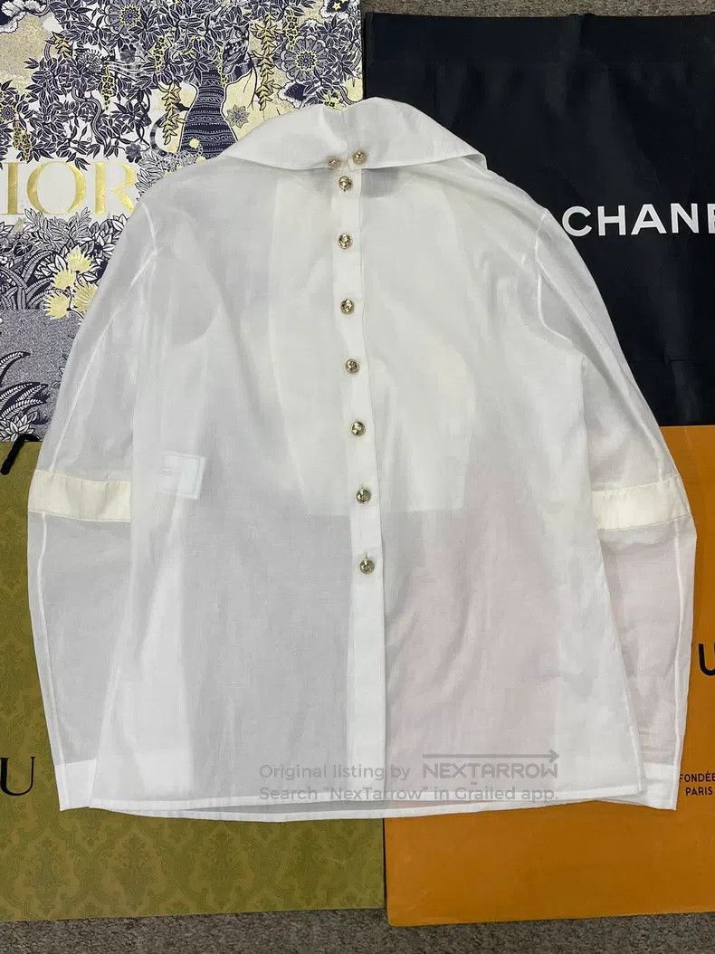 Chanel Chanel Equestrian series white ruffled stitched shirt Size XS / US 0-2 / IT 36-38 - 3 Thumbnail