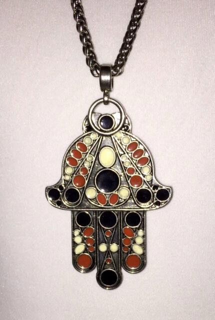 Designer New Authentic Theodora & Antique Silver Red Hamsa Necklace Size ONE SIZE - 1 Thumbnail