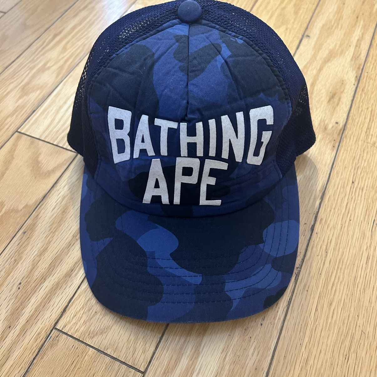 Bape Baseball Cap Collage Logo Blue Camo