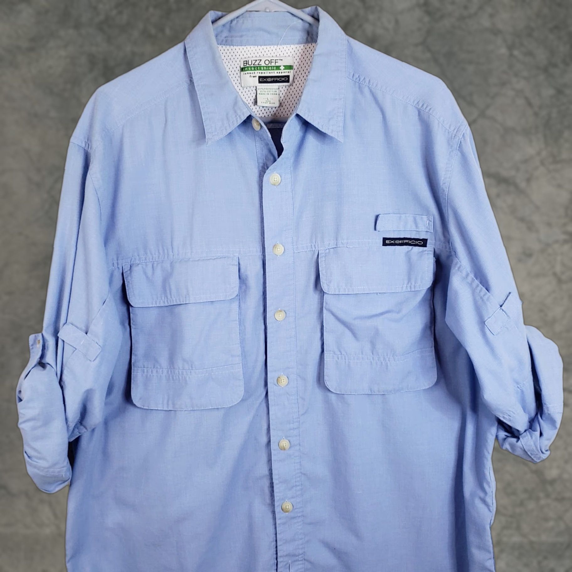 ExOfficio ExOfficio Shirt Men L Blue Insect Shield Buzz Off Long Sleeve Pockets Shirt Size US L / EU 52-54 / 3 - 1 Thumbnail