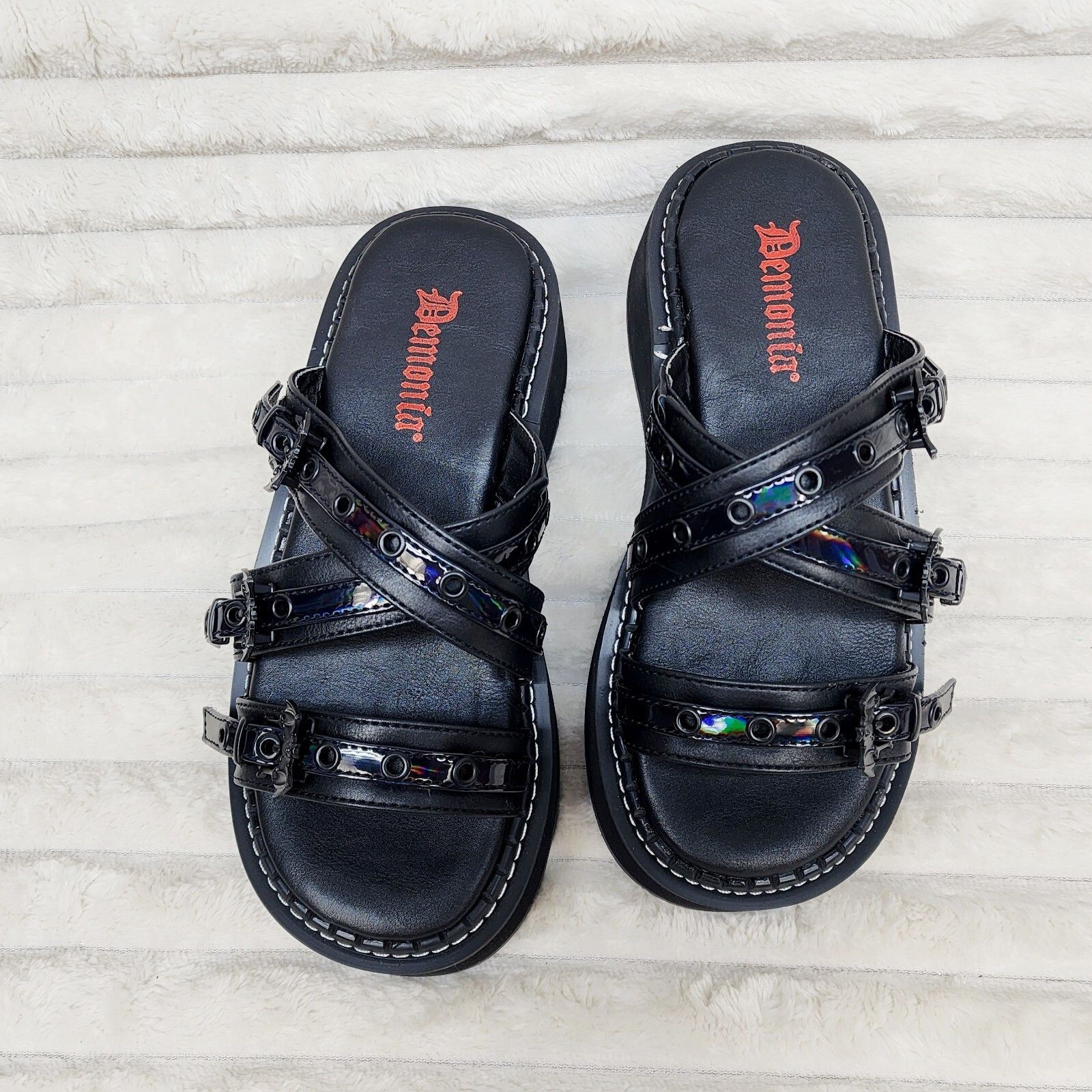 Other DEMONIA Emily 100 - 2 Black 2" Platform Bat Buckle Slip On S Size US 11 / IT 41 - 3 Thumbnail