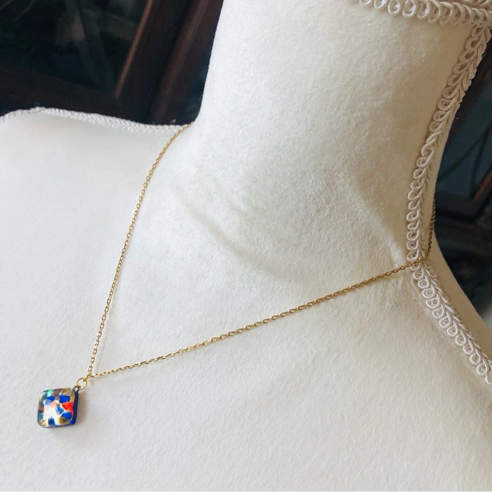 Handmade Hand crafted stained glass art pendant on chain necklace Size ONE SIZE - 7 Thumbnail