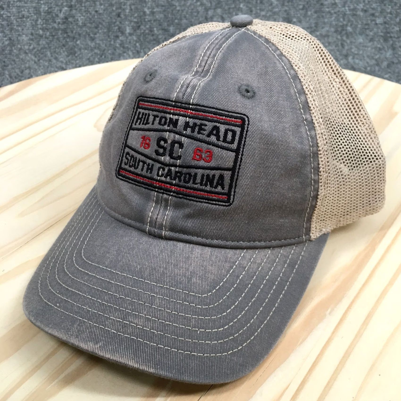 Vintage Fahrenheit Hilton Head South Carolina Trucker Hat Gray OS Unisex Curved Brim Size ONE SIZE - 2 Thumbnail