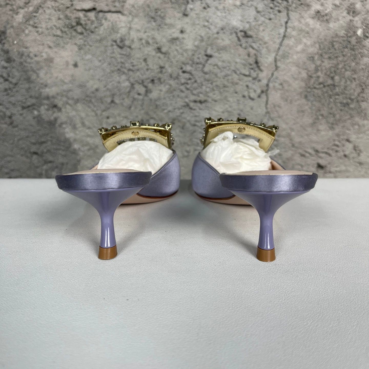 Roger Vivier RV Crystal Floral Buckle Satin Pointed Toe Heel Sandal 36.5 New Size US 6 / IT 36 - 4 Thumbnail