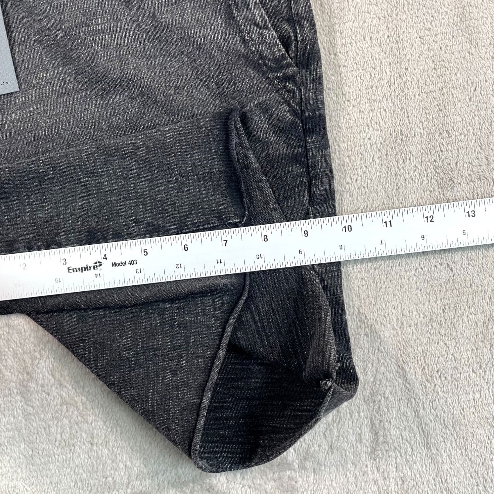 John Varvatos John Varvatos Lancaster Shorts Men M Black Slub Cotton Raw-Edge NWT Drawstring Pockets Zip 7.5in Inseam Casual Travel Summer Spring Fall Size US 31 - 7 Thumbnail