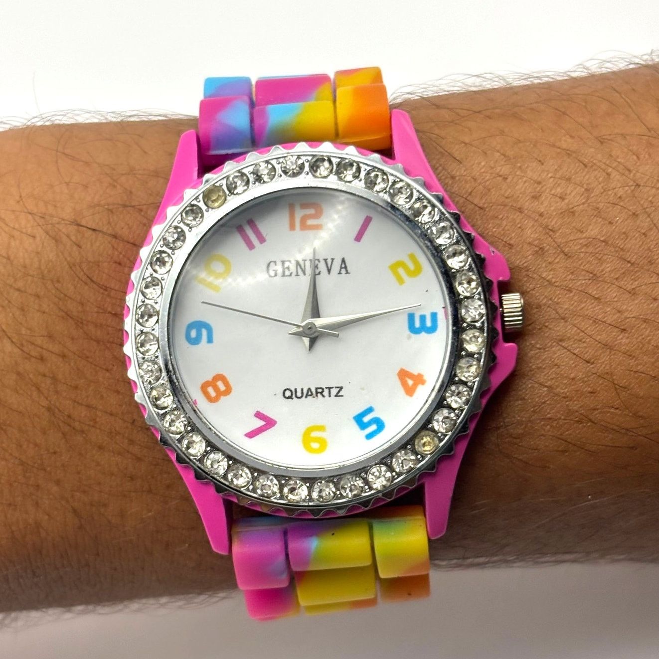 Geneva Pink & Blue Crystal Geneva Men's Watch Size ONE SIZE - 2 Thumbnail
