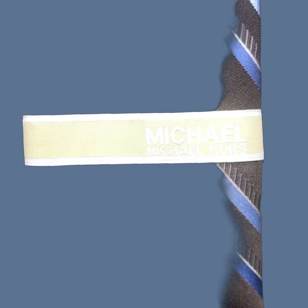 Michael Kors Michael Kors Silk Necktie Striped Repp Brown Blue 59 Inch Size ONE SIZE - 1 Thumbnail