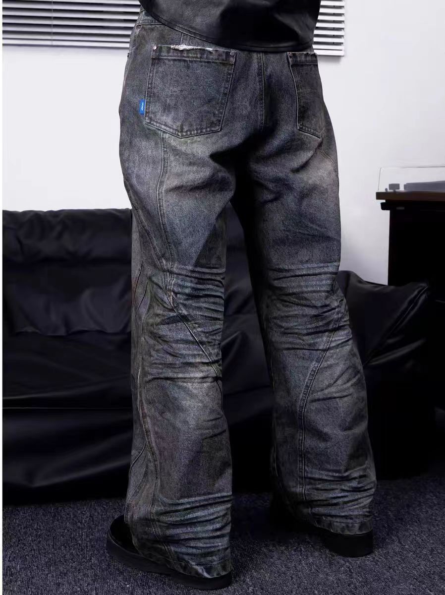 Japanese Brand × Jean Distressed muddy stained design texture ruined jeans Size US 32 / EU 48 - 6 Thumbnail
