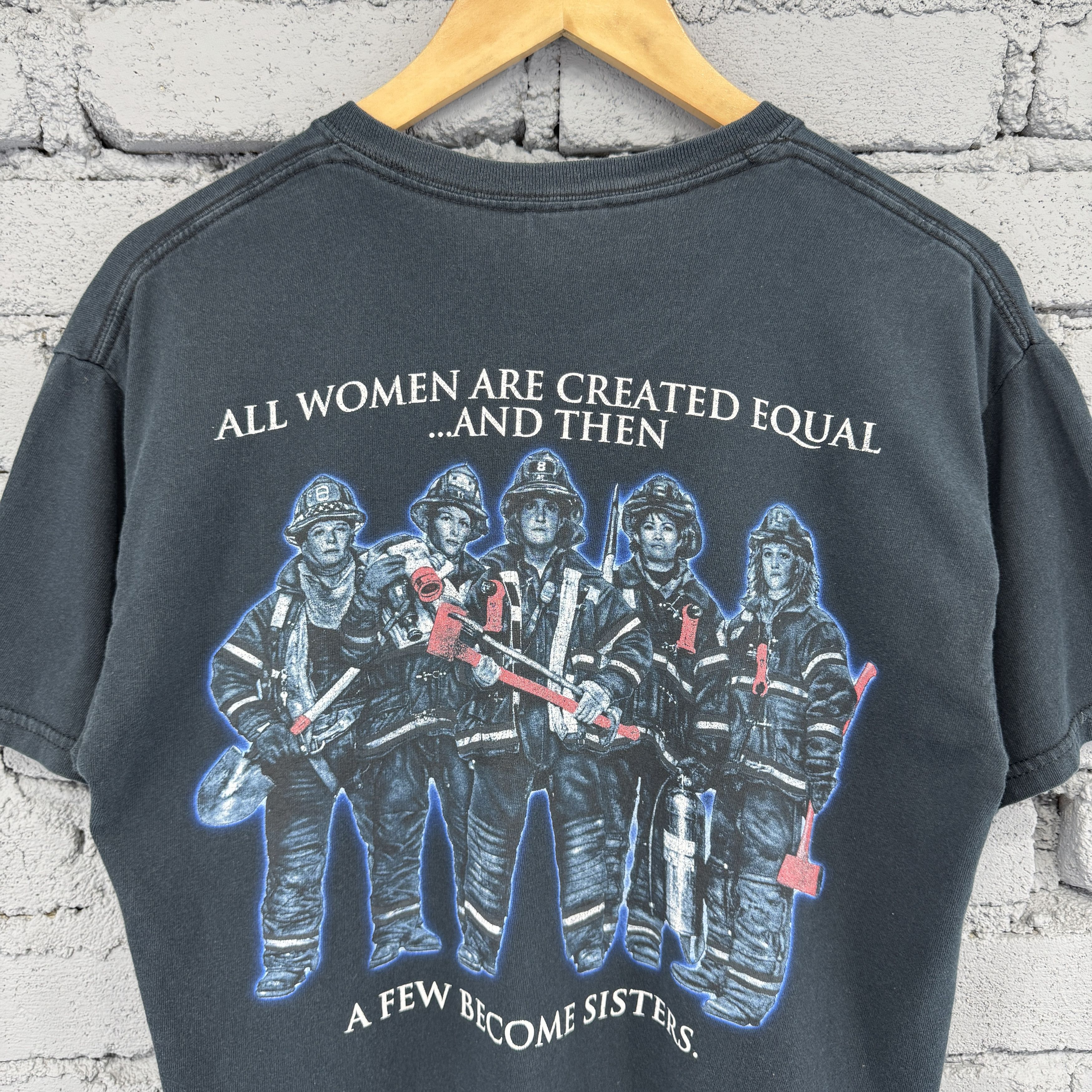Gildan Fire Fighter "All Women Created Equal Few Become Sisters" T Size US M / EU 48-50 / 2 - 7 Thumbnail