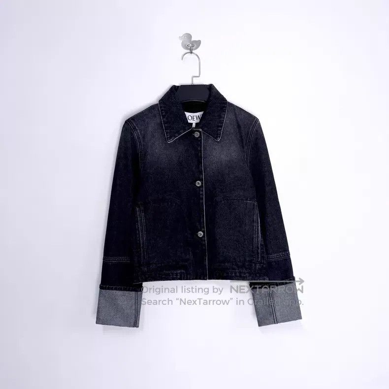 Loewe Loewe Washed black leather label short denim jacket Size XS / US 0-2 / IT 36-38 - 1 Thumbnail