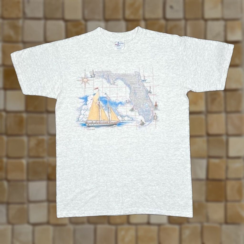 Vintage VINTAGE Lexington Florida Nautical Map Souvenir Graphic Grey T-Shirt Large Size US L / EU 52-54 / 3 - 1 Thumbnail