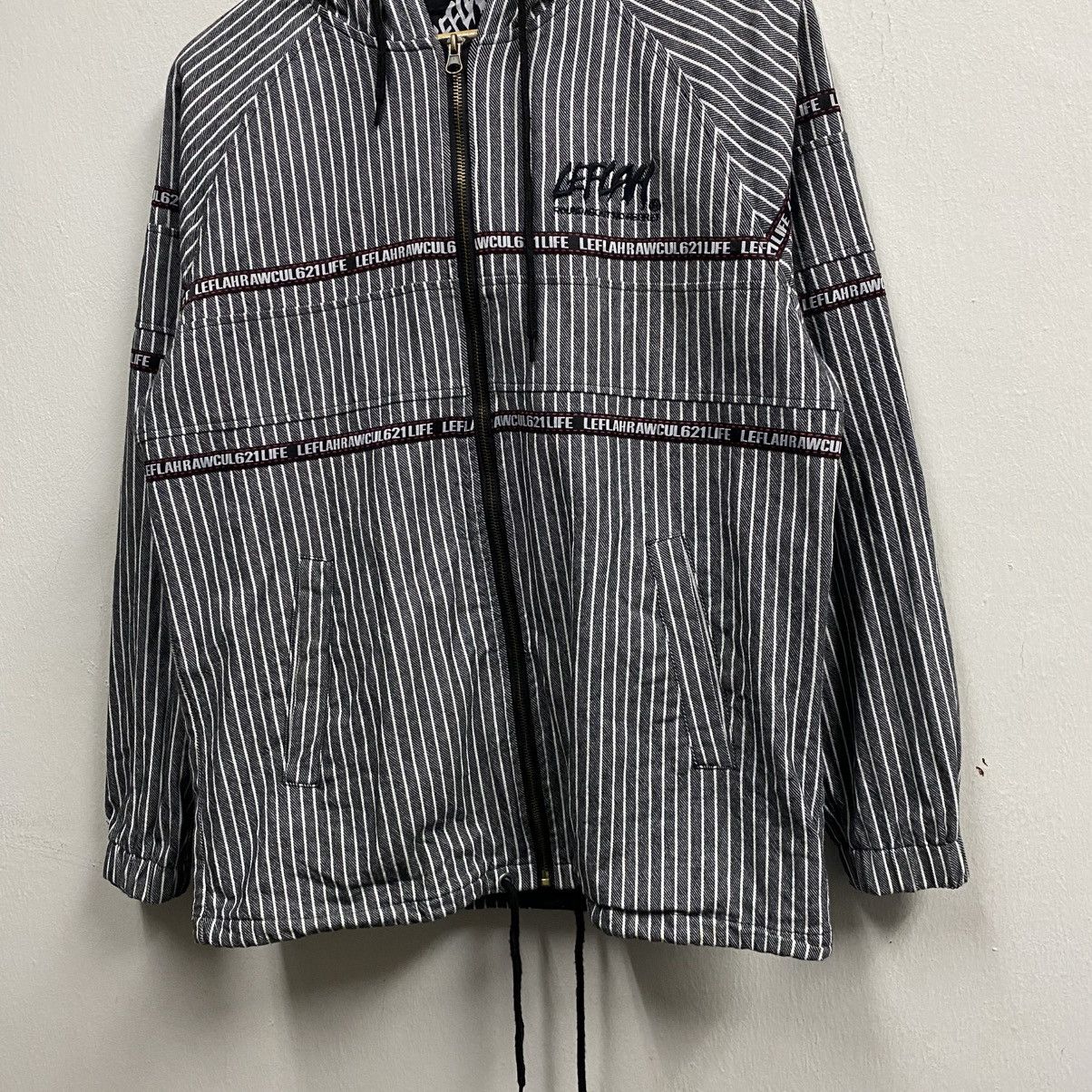 Japanese Brand LEFTLAH Stripe Workwear Zipper JACKET Size US L / EU 52-54 / 3 - 5 Thumbnail