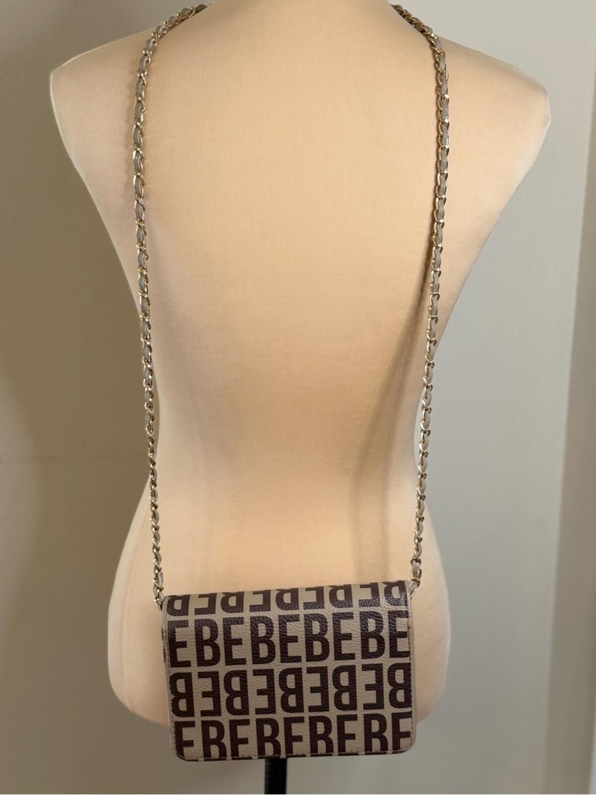 United Colors Of Benetton Bebe logo mini shoulder bag in tan black zips card slots Size ONE SIZE - 2 Thumbnail