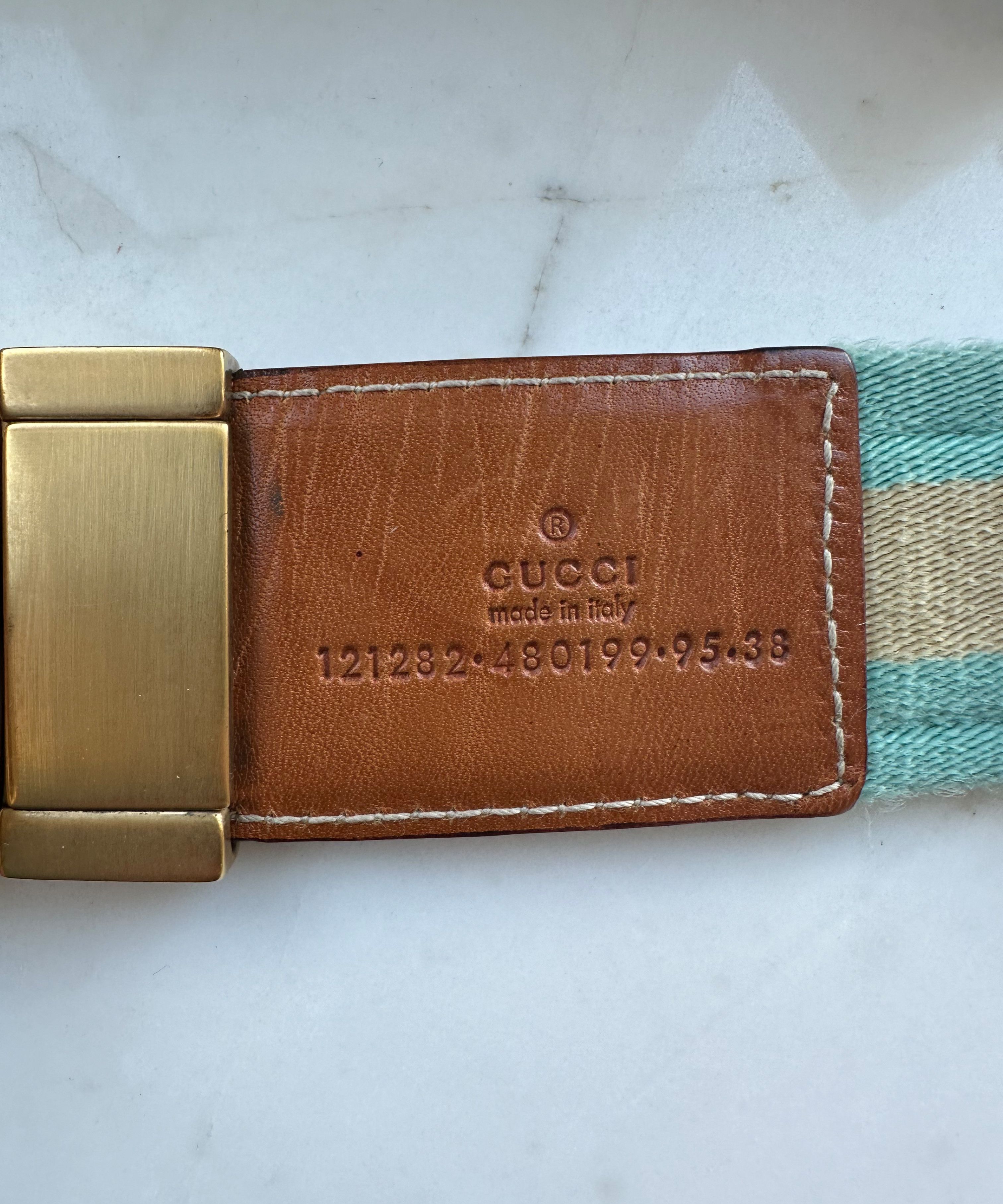 Gucci 🔴 GUCCI Belt Reversible Leather Sherry Stripped Brown Size ONE SIZE - 6 Thumbnail