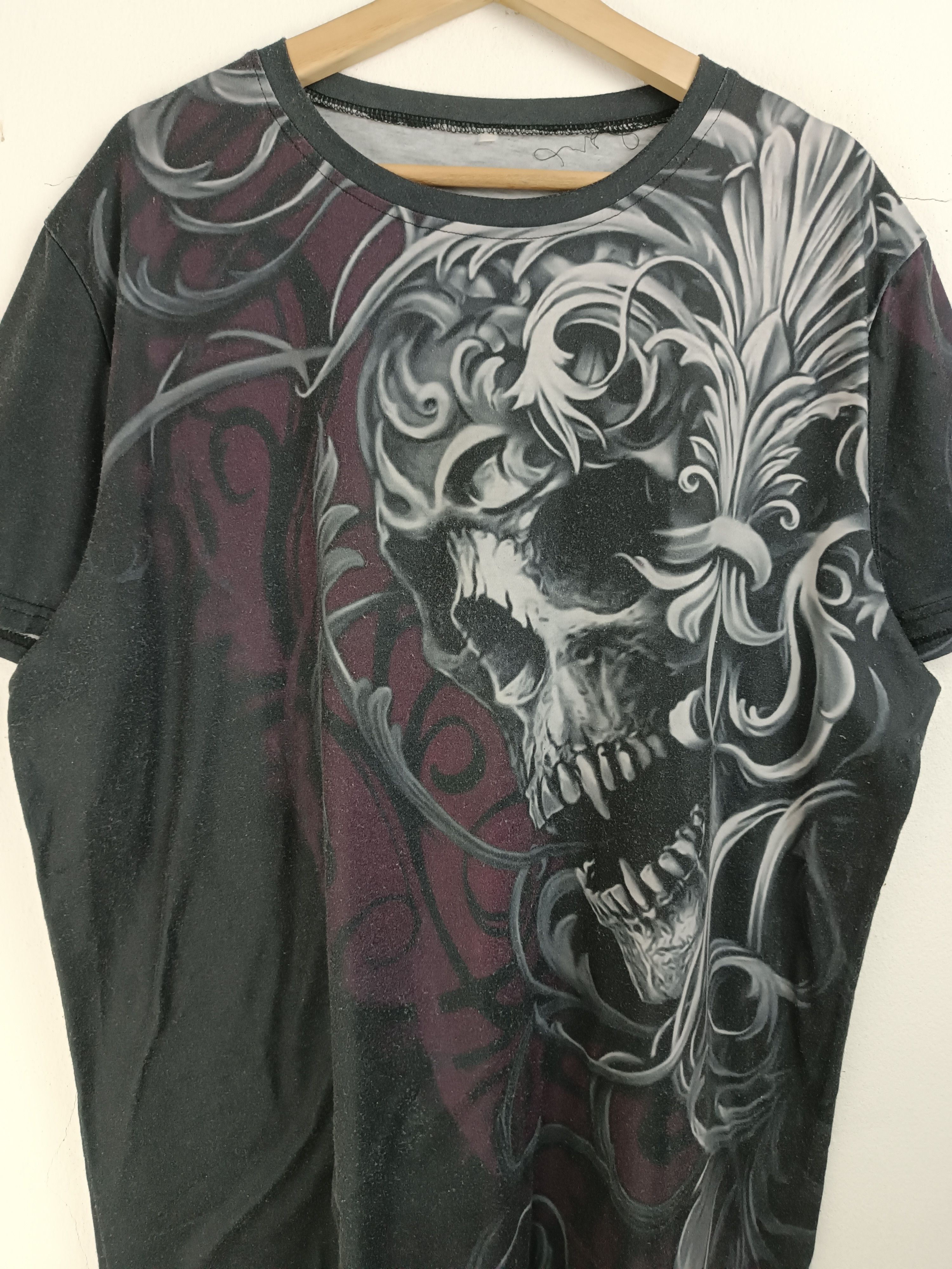 Other VINTAGE SKULLS TRIBAL FLOWER HORROR Y2K STYLE VERY RARE Size US L / EU 52-54 / 3 - 9 Thumbnail