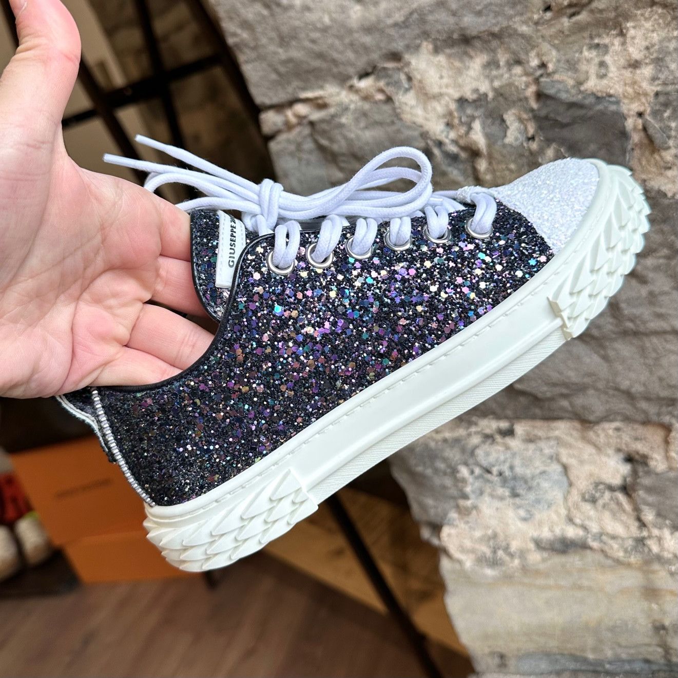 Giuseppe Zanotti Giuseppe Zanotti Purple Glitter Blabber Sneakers Size US 6 / IT 36 - 12 Thumbnail