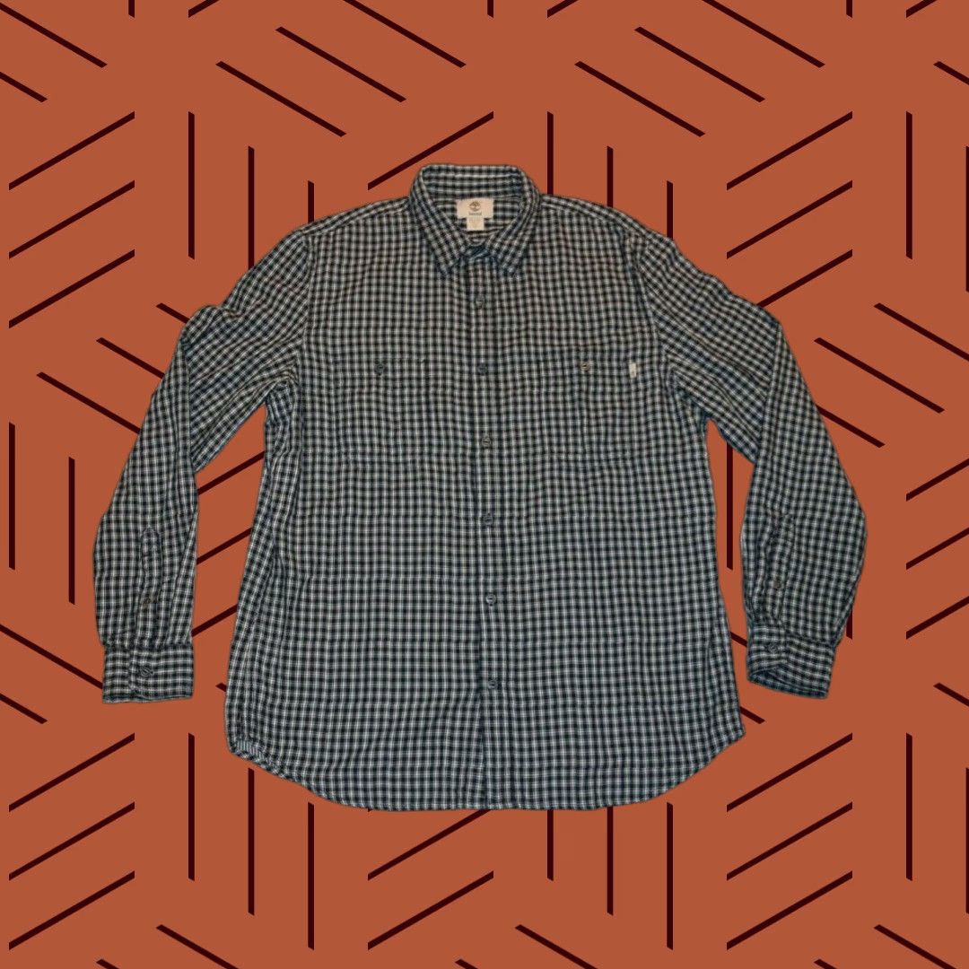 Timberland TIMBERLAND MENS SLIM FIT BUTTON-UP OXFORD SHIRT DARK NAVY CHECK XL Size US XL / EU 56 / 4 - 1 Thumbnail
