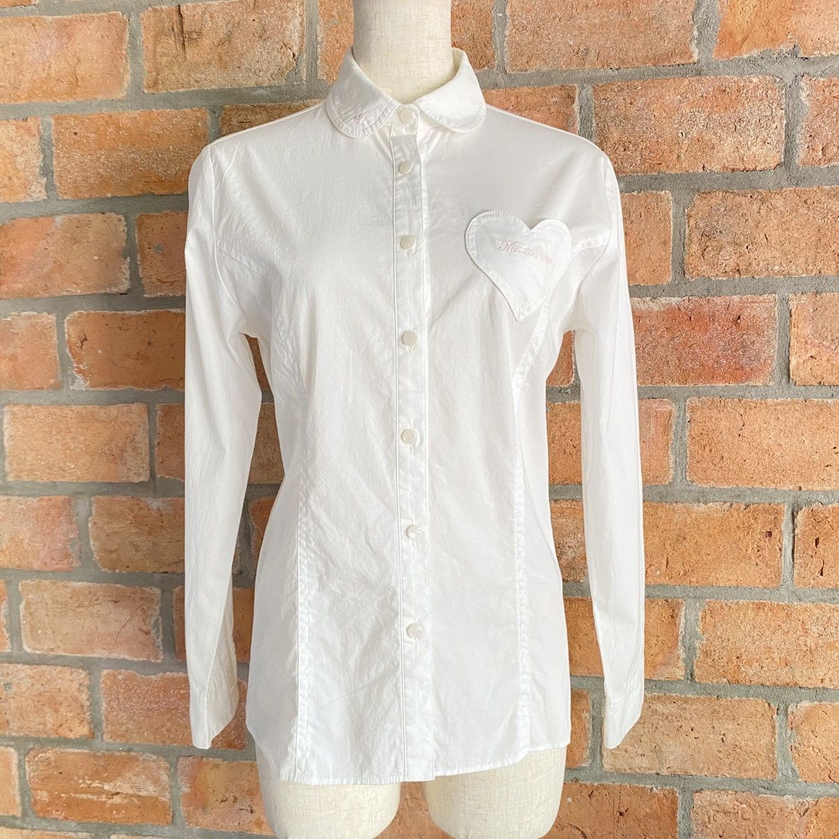 Japanese Brand MEZZO PIANO White Shirt with Heart Pocket Size L / US 10 / IT 46 - 24 Thumbnail