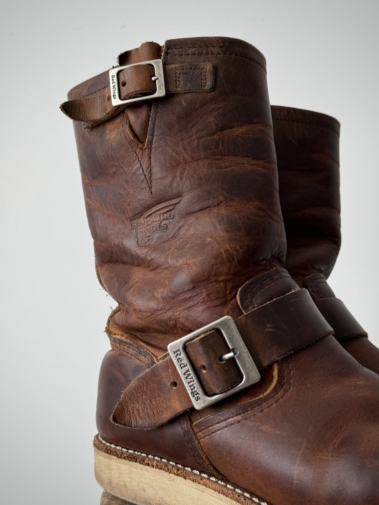Red Wing Red Wing 2971 USA Engineer Brown Faded Leather Boots Size US 6 / EU 39 - 2 Thumbnail