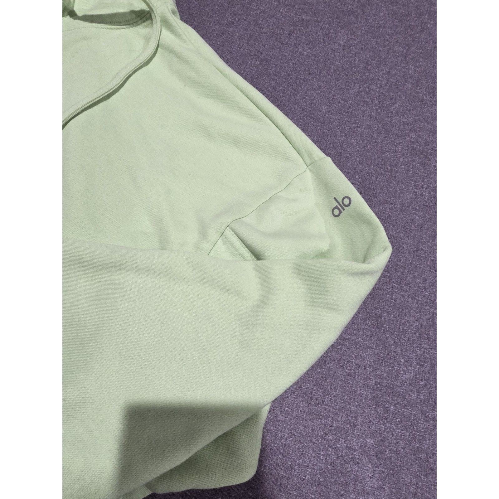 Alo Yoga Peak Cutout Crop Hoodie Sweatshirt Medium Green
