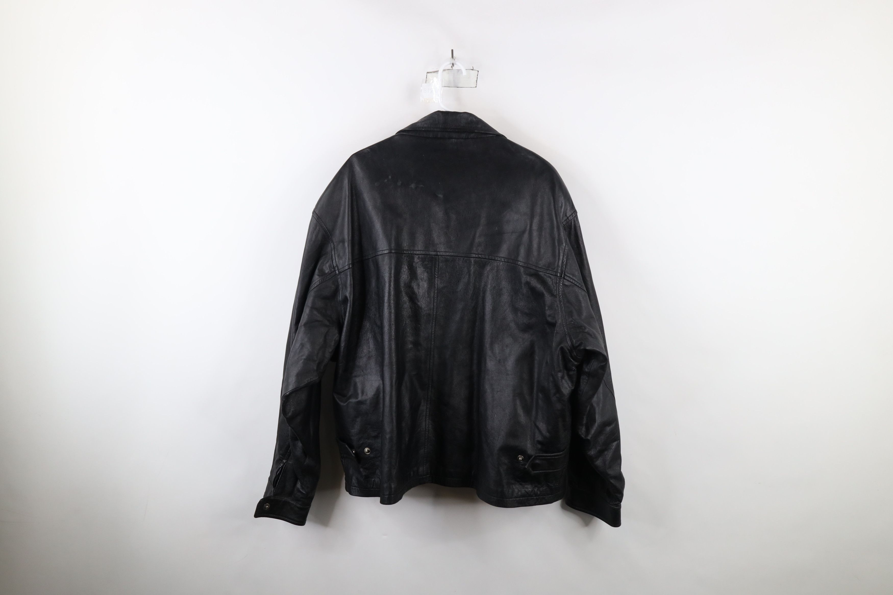 Vintage Vintage 90s Streetwear Side Buckle Full Zip Leather Jacket Size US XXL / EU 58 / 5 - 15 Thumbnail