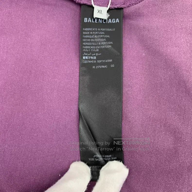 Balenciaga Balenciaga Purple Logo Letter Printed Cotton Round Neck Sh Size US XL / EU 56 / 4 - 6 Thumbnail