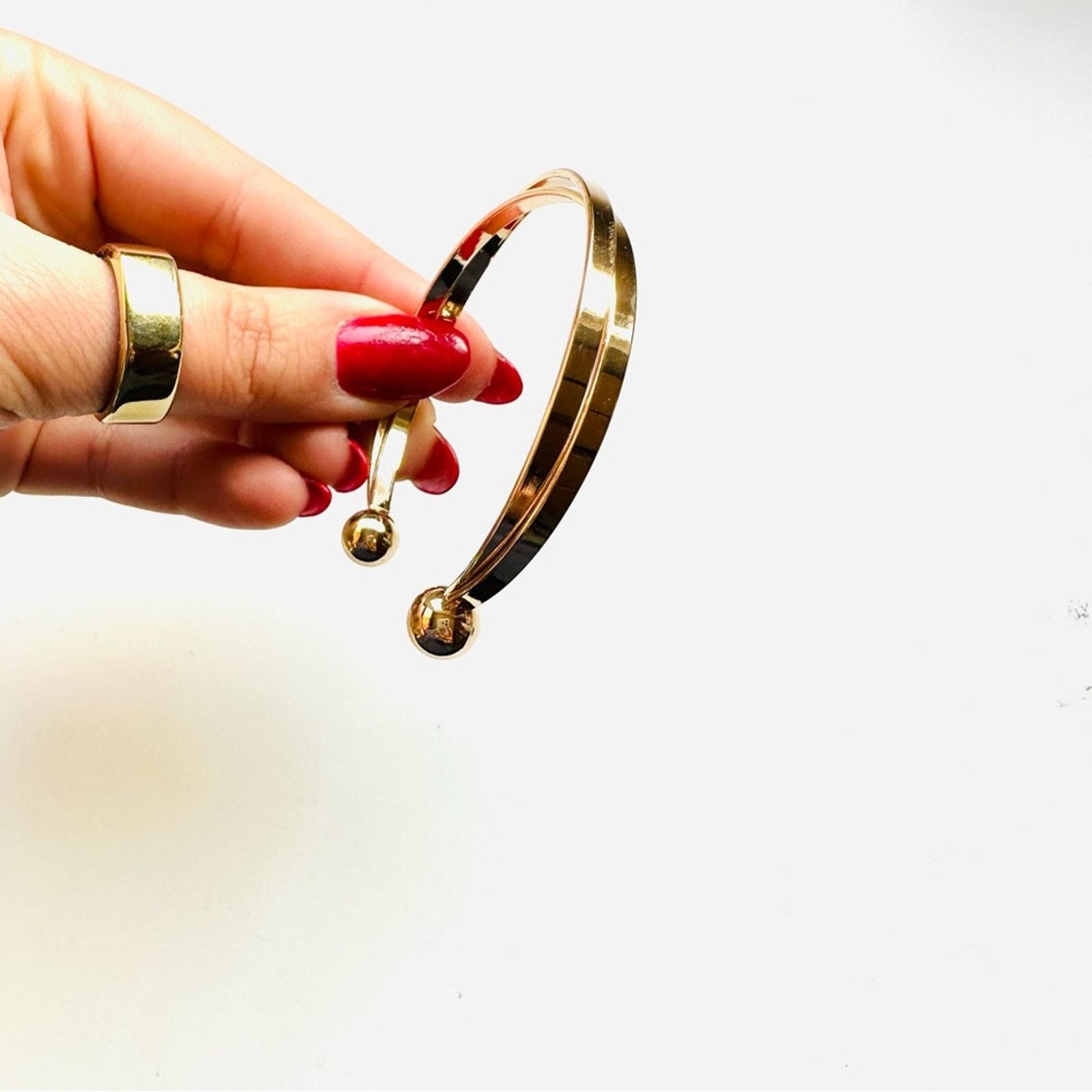 Nordstrom NEW NORDSTROM Duo Double Slim Band Bracelet Bangle Cuff Size ONE SIZE - 8 Thumbnail