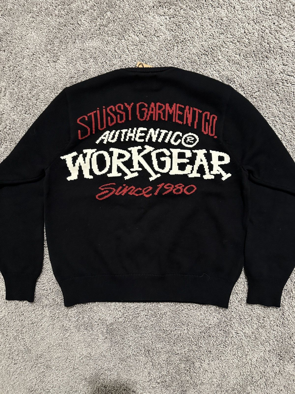 image of Stussy Authentic Workgear Sweater Black-M, Men's (Size Medium)