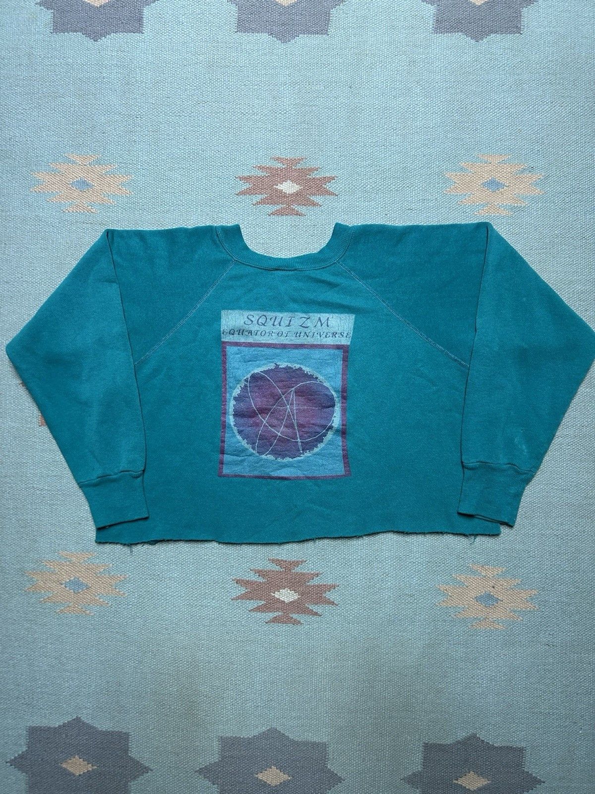 Vintage 80s sweatshirt Squizm equator of universe psychedelic crop L Size US L / EU 52-54 / 3 - 1 Thumbnail