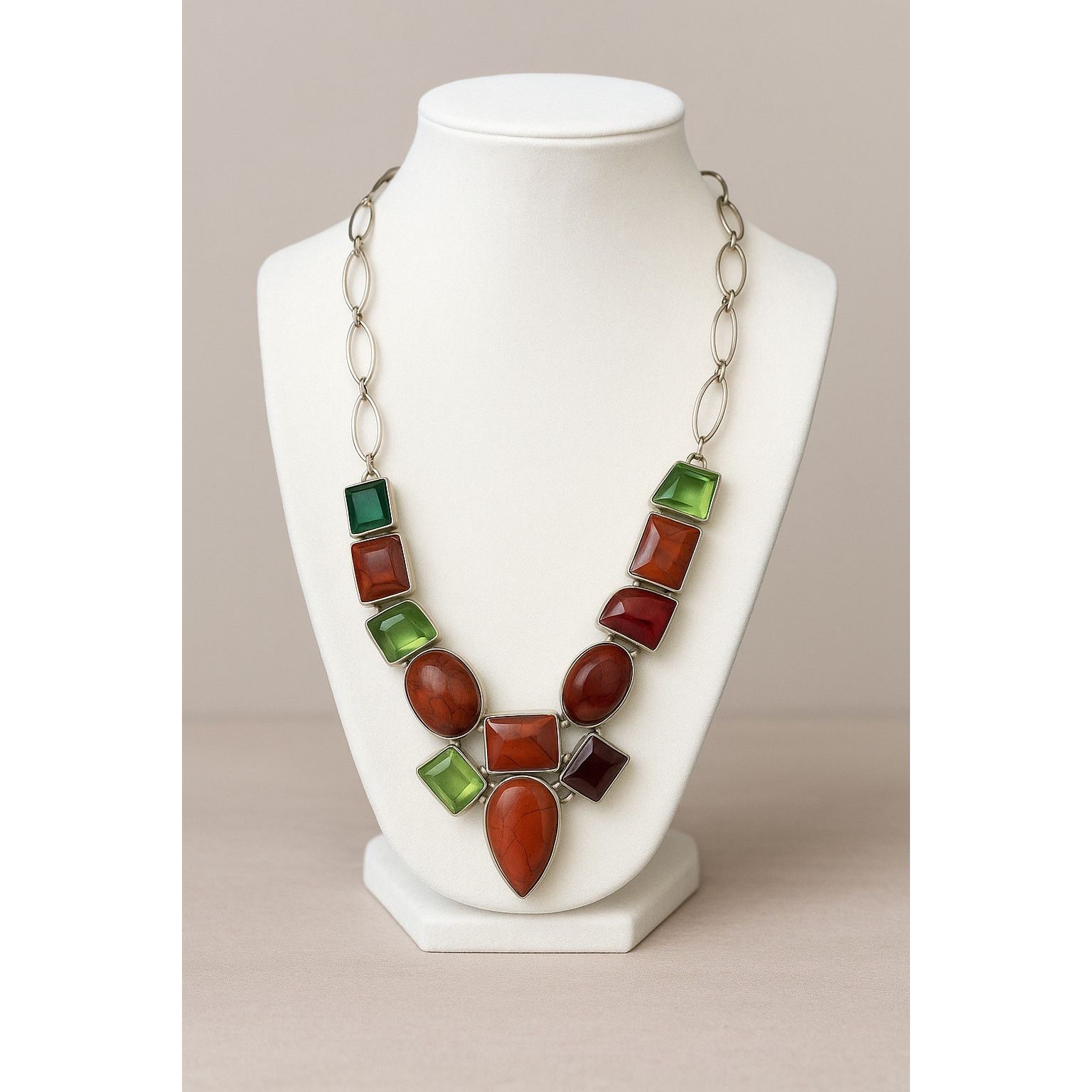 Vintage Artisan Sterling Silver Carnelian Agate Glass Y Necklace Size ONE SIZE - 1 Thumbnail