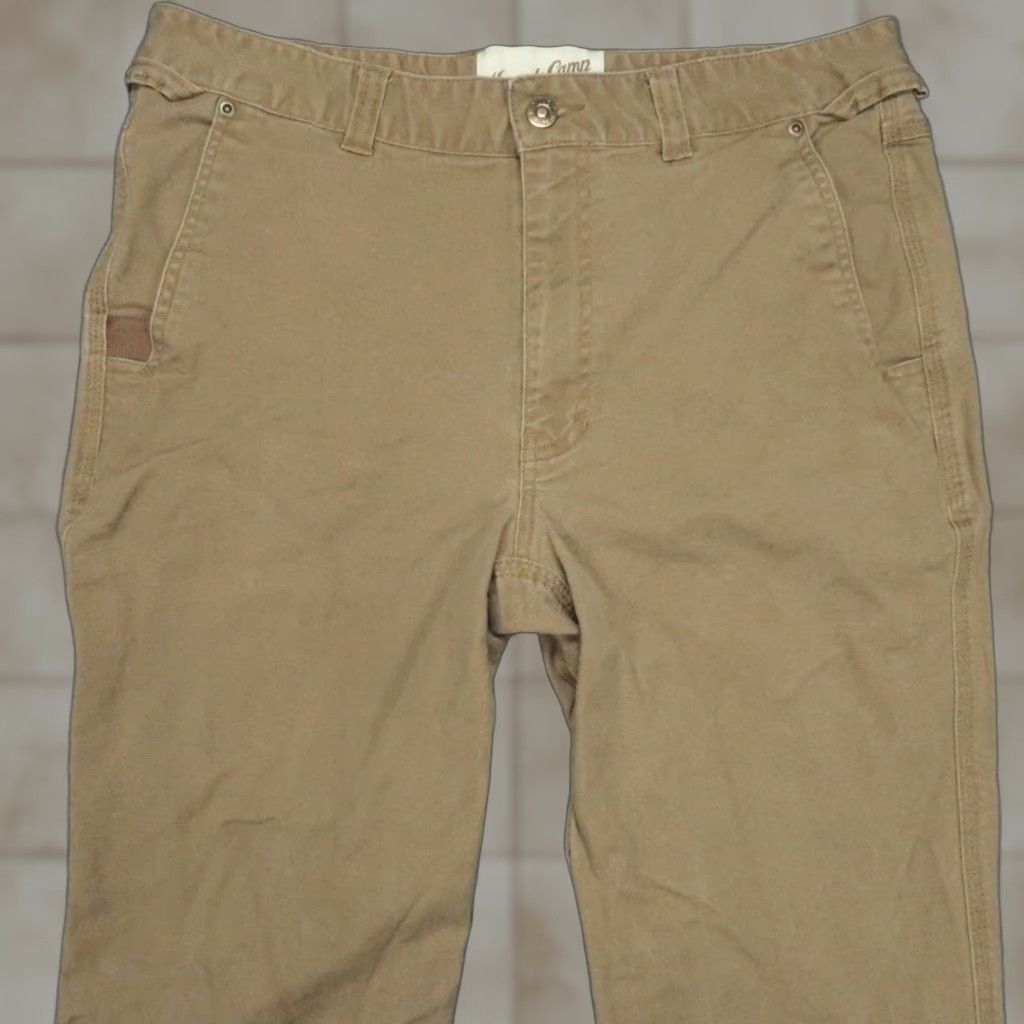 Vintage Duck Camp Pants Mens 33x30 Brown Canvas Cordura Hiking Hunting Outdoors Pockets Straight Regular Everyday Wear Size US 33 - 1 Thumbnail