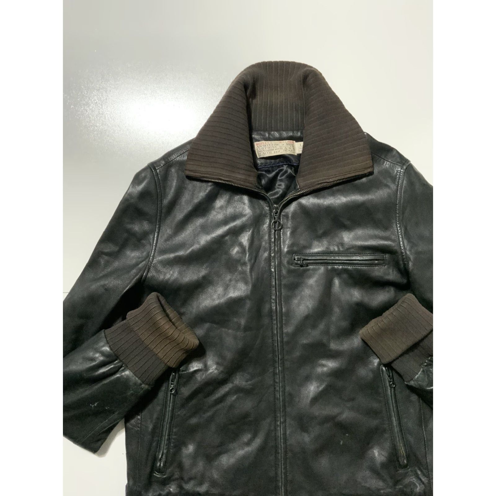 Vintage VINTAGE Shipley & Halmos Leather Full Zip Motorcycle Jacket LG Black Men Track Runway Show Modern Size US L / EU 52-54 / 3 - 4 Thumbnail