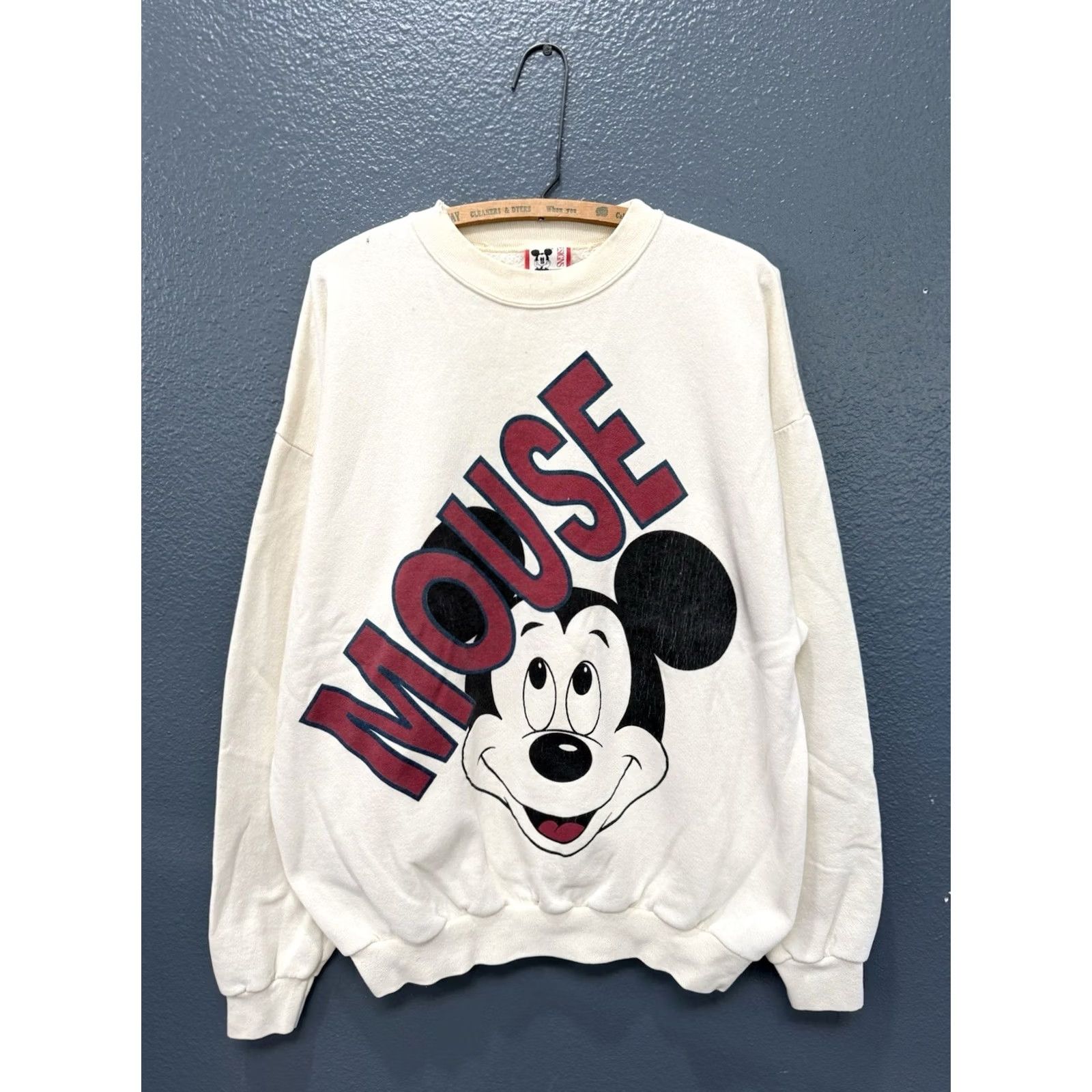 Disney VINTAGE Disney Mickey Mouse Designs White Cotton Sweatshirt XL Men 90s Pullover Cotton Mickey Mouse Sweatshirt Mens 90s White XL Size US XL / EU 56 / 4 - 3 Thumbnail