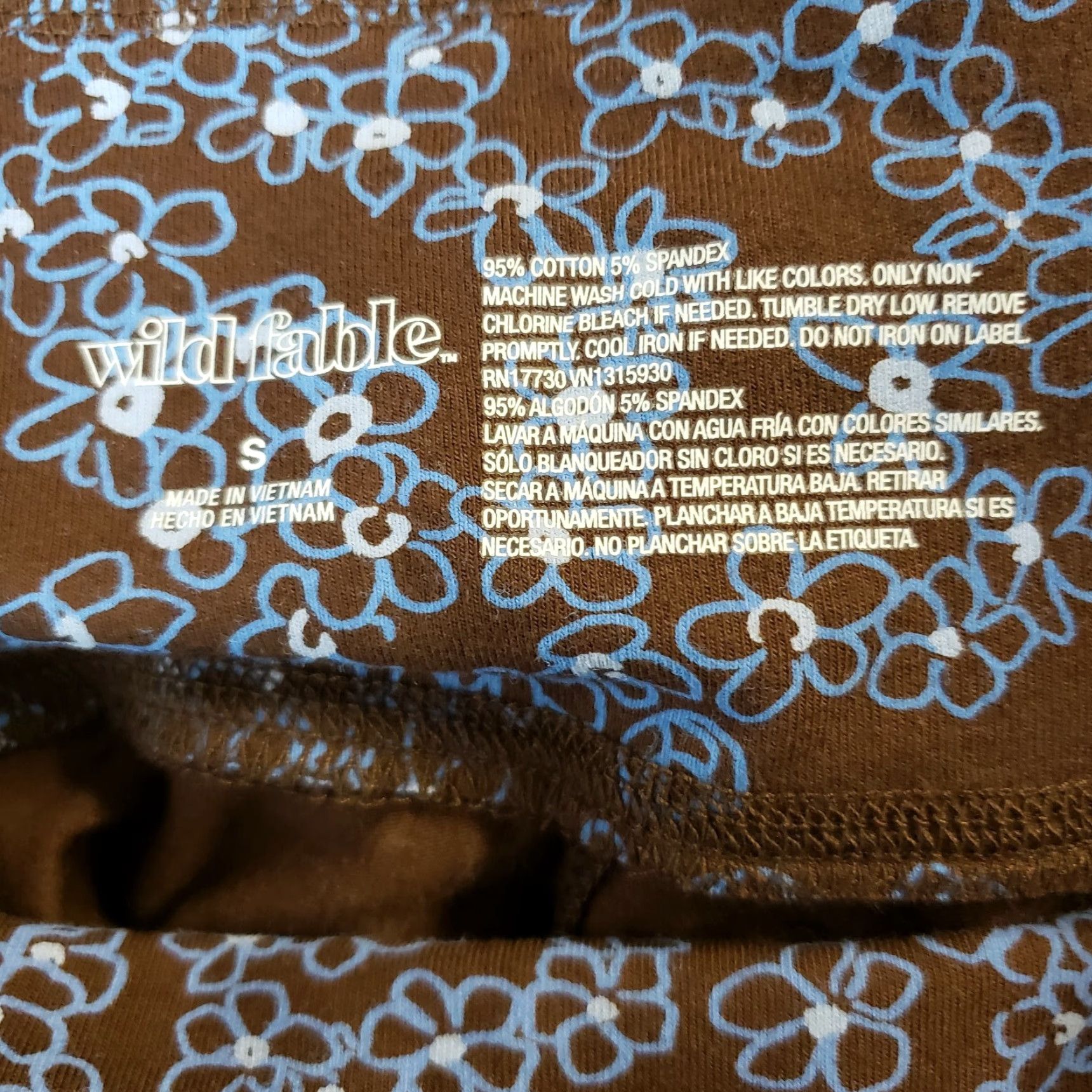 Vintage Wild Fable Womens Leggings Size S Blue Brown Floral Cotton Blend Shirt? Size 28" / US 6 / IT 42 - 6 Thumbnail