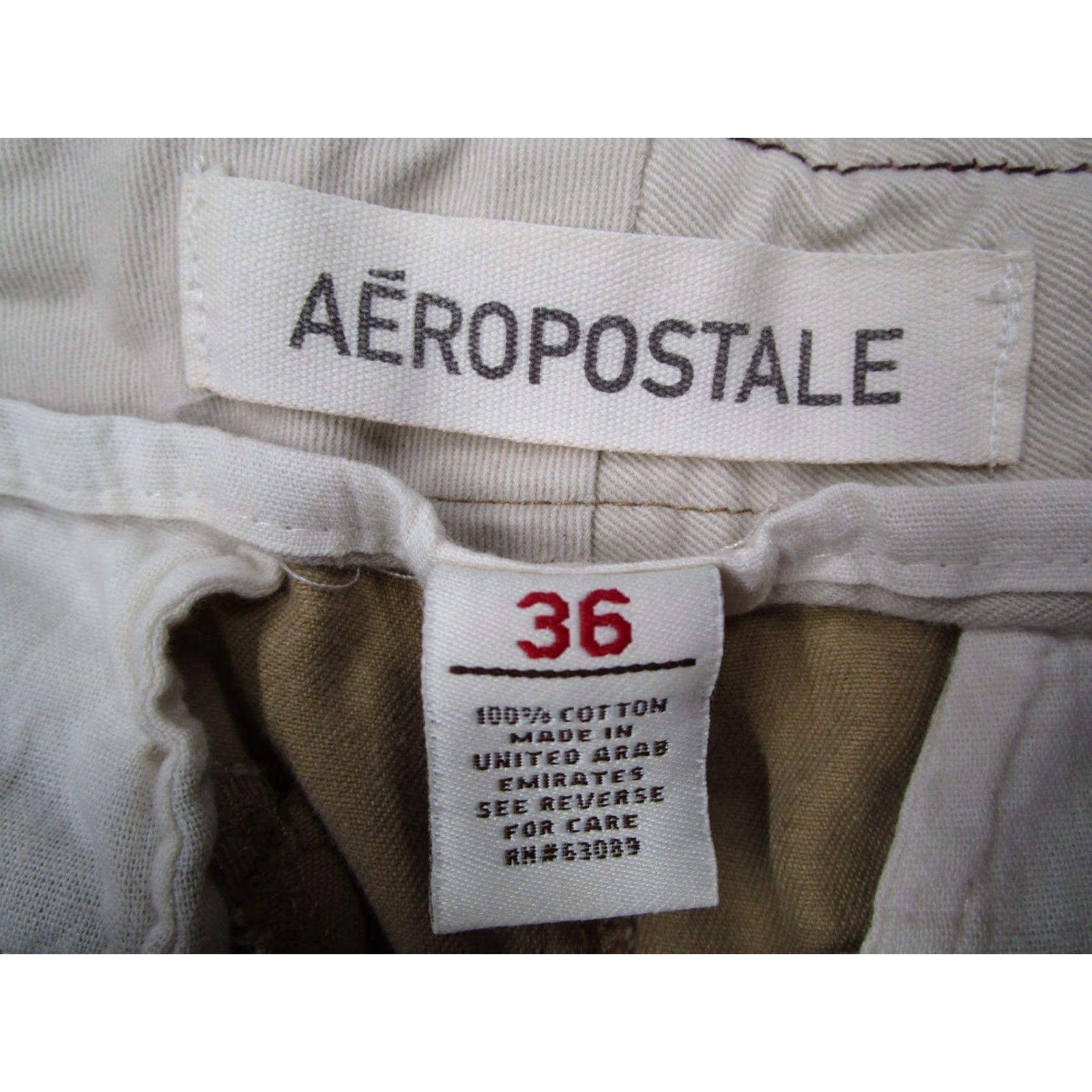 Vintage VINTAGE Aéropostale Cargo Shorts Mens 36 Beige Belted 11" Drawstring Pockets 100% Cotton Size US 36 / EU 52 - 2 Thumbnail