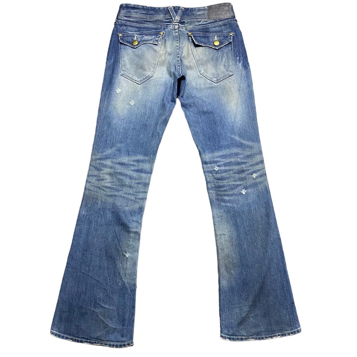 Vanquish Vanquish Gold Mudwash Denim Flare Jeans Size US 30 / EU 46 - 2 Thumbnail