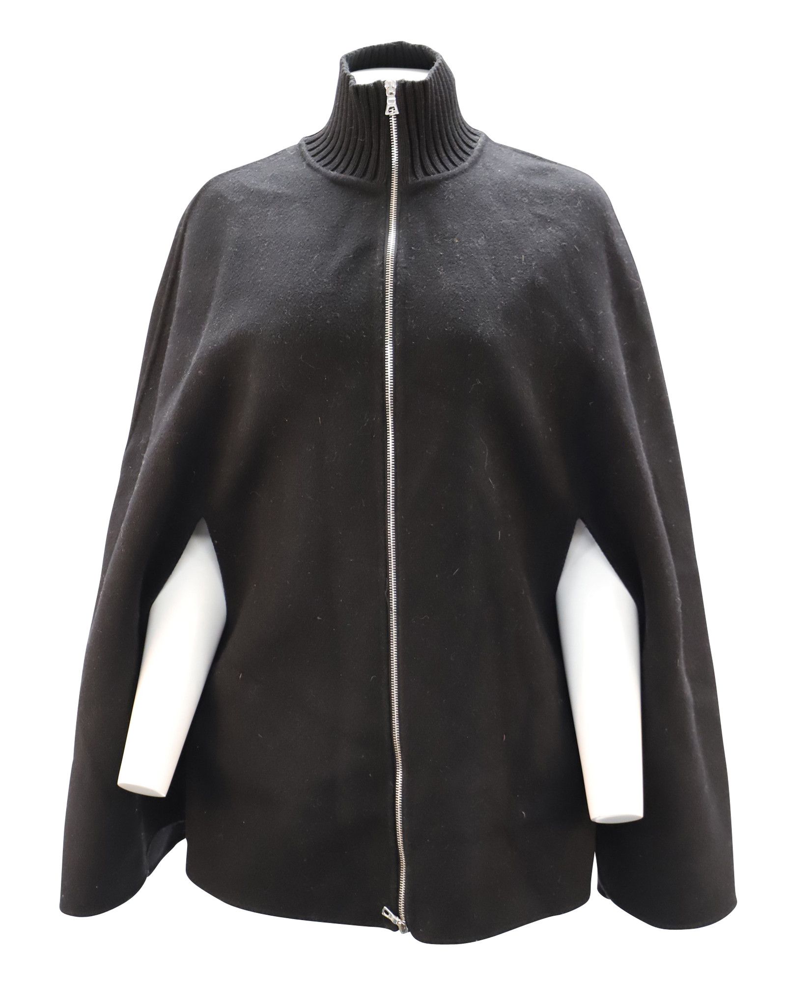 Sandro Sandro Paris Zip Cape Jacket in Black Wool Size XS / US 0-2 / IT 36-38 - 1 Thumbnail