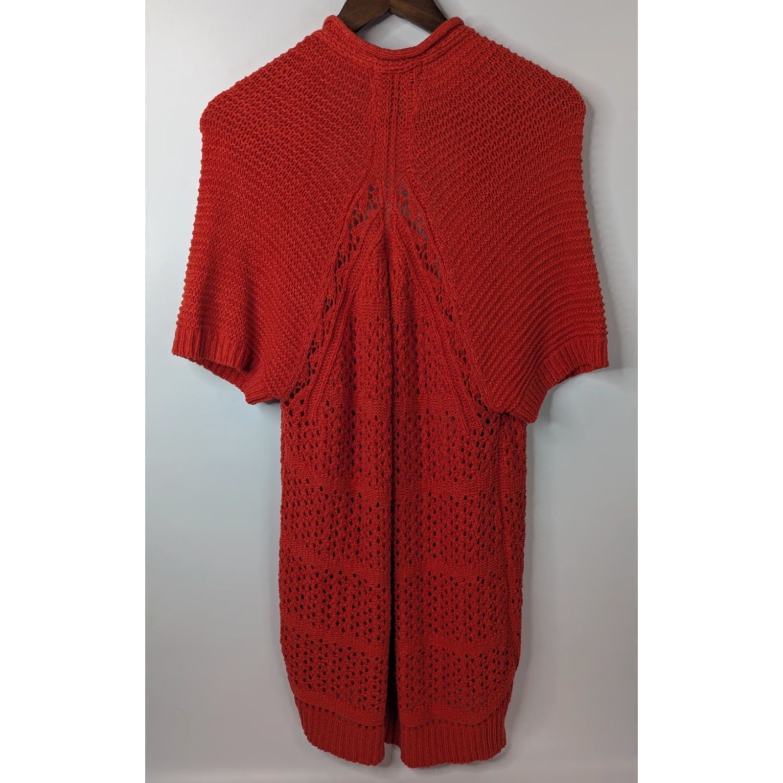 Vintage Guinevere Cardigan Short Sleeve Open Knit Orange Size L Knitting Knit Open-Crochet Boho 90s Y2K Womens Sweater Size L / US 10 / IT 46 - 2 Thumbnail