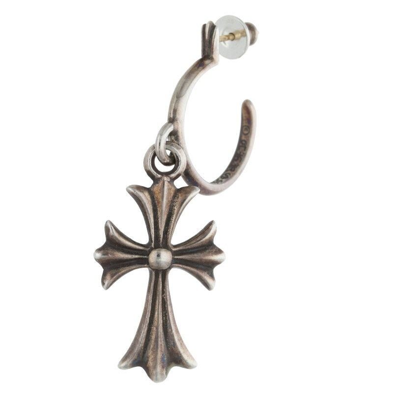 Chrome Hearts Chrome Hearts Tiny CH Cross Hoop Silver Earring Size ONE SIZE - 1 Thumbnail