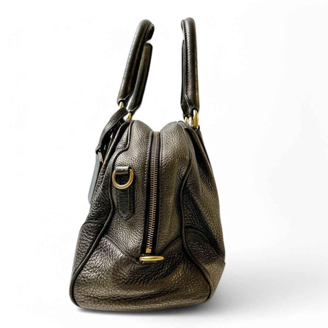 Prada Prada - Vitello Dino Metallic Vintage Leather Handbag Size ONE SIZE - 3 Thumbnail