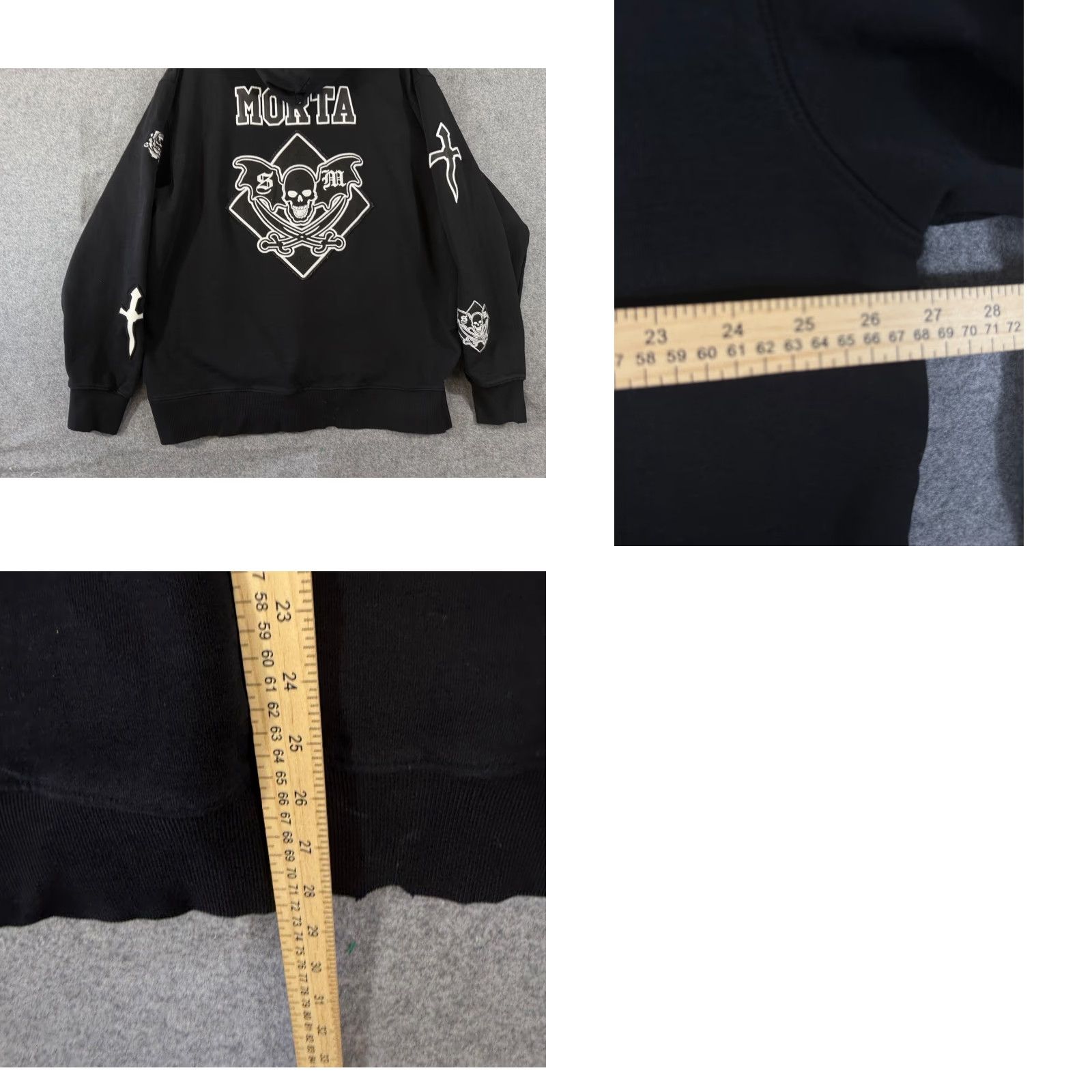 Vintage VINTAGE Saint Morta Graveyard Hooded Sweatshirt Mens 2XL Black Fleece Pullover Kangaroo Pockets Long Sleeve Size US XXL / EU 58 / 5 - 9 Thumbnail