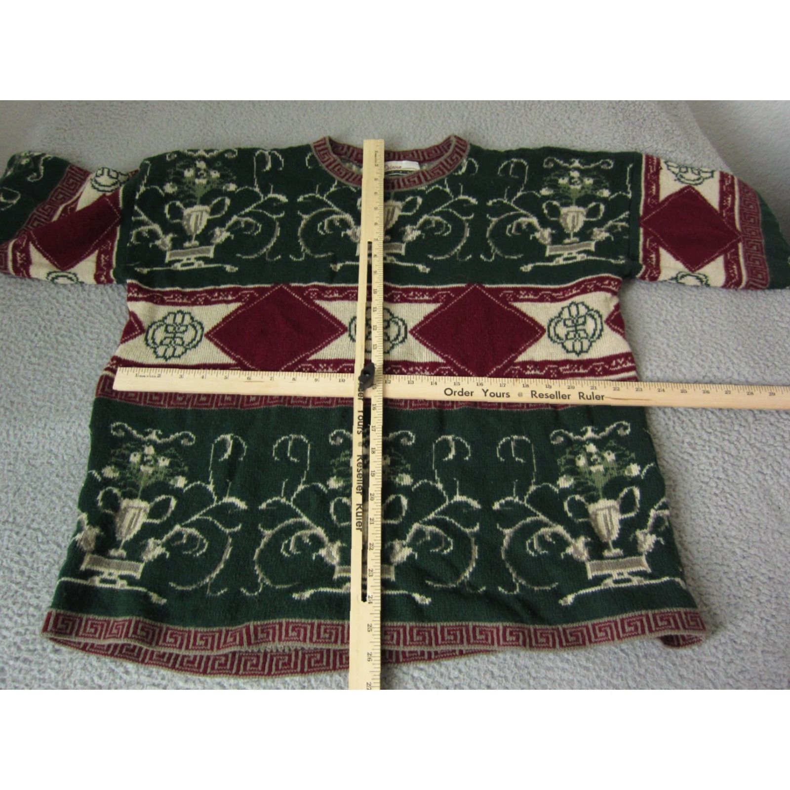 Vintage VINTAGE Diana Marco Sweater Womens L Green Paisley 90s Fair Isle Pullover Knit Long Sleeve Casual Womens Size L / US 10 / IT 46 - 6 Thumbnail
