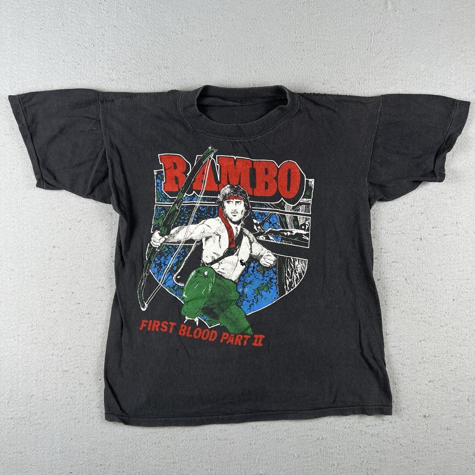 Vintage Vintage 1985 Rambo First Blood Part II Shirt Small Black Size US S / EU 44-46 / 1 - 1 Thumbnail