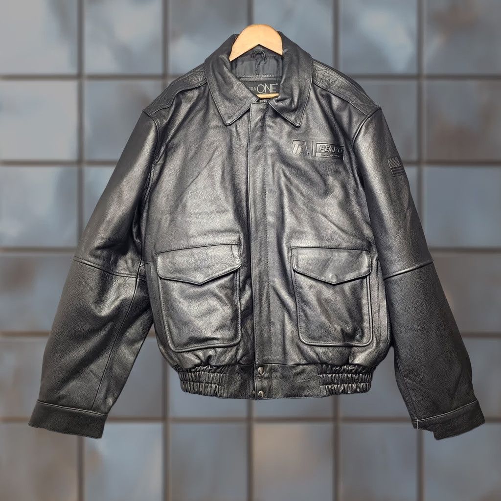 Vintage Ultra One Platinum Leather Coat Jacket XL Black Bomber Biker Moto TA Petro NEW Size US XL / EU 56 / 4 - 1 Thumbnail