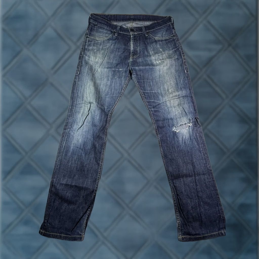 Levi's VINTAGE Levi's 504 Jeans Mens Size 33x34 Blue Distressed Denim Straight Regular Waist 33 Inseam 34 USA College Retro Cowboy USA Levi's 500 Series Size US 33 - 1 Thumbnail