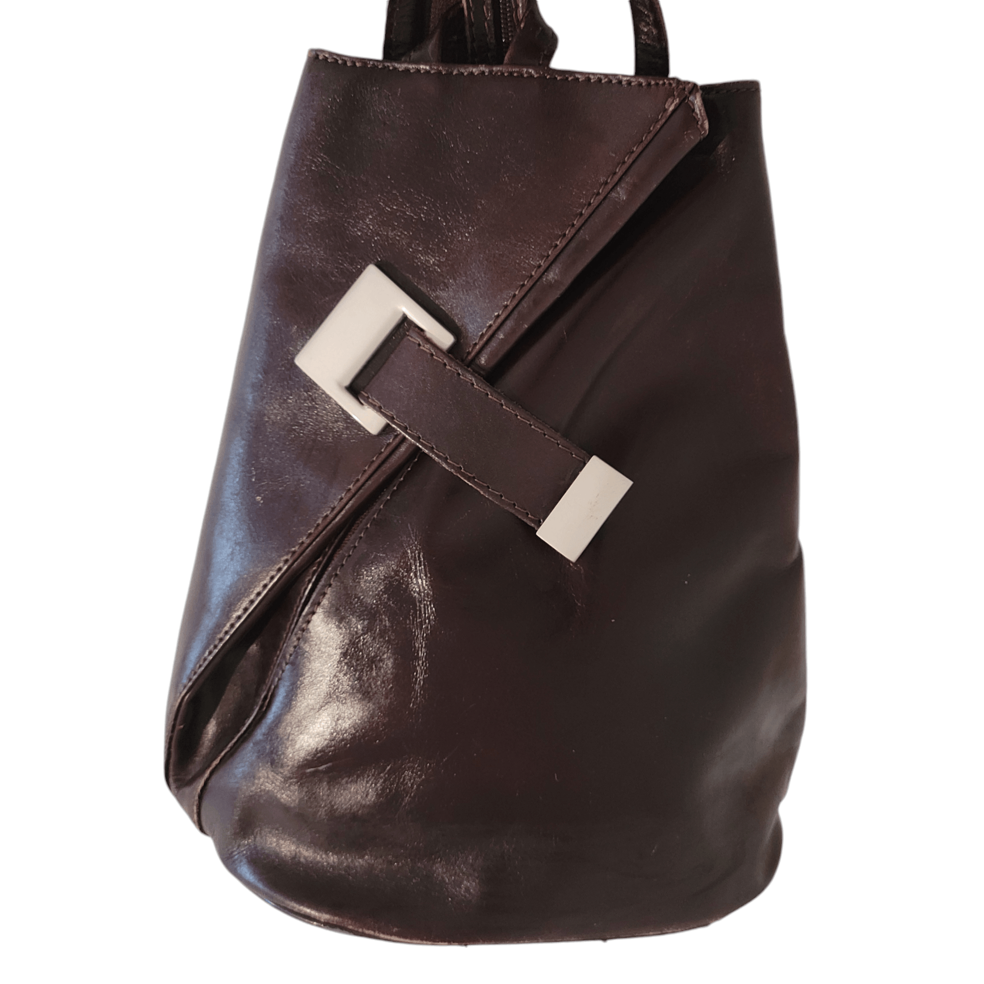 NBDN Nobrandedon Vintage Brown Leather Backpack Medium Shoulder Bag Size ONE SIZE - 2 Thumbnail