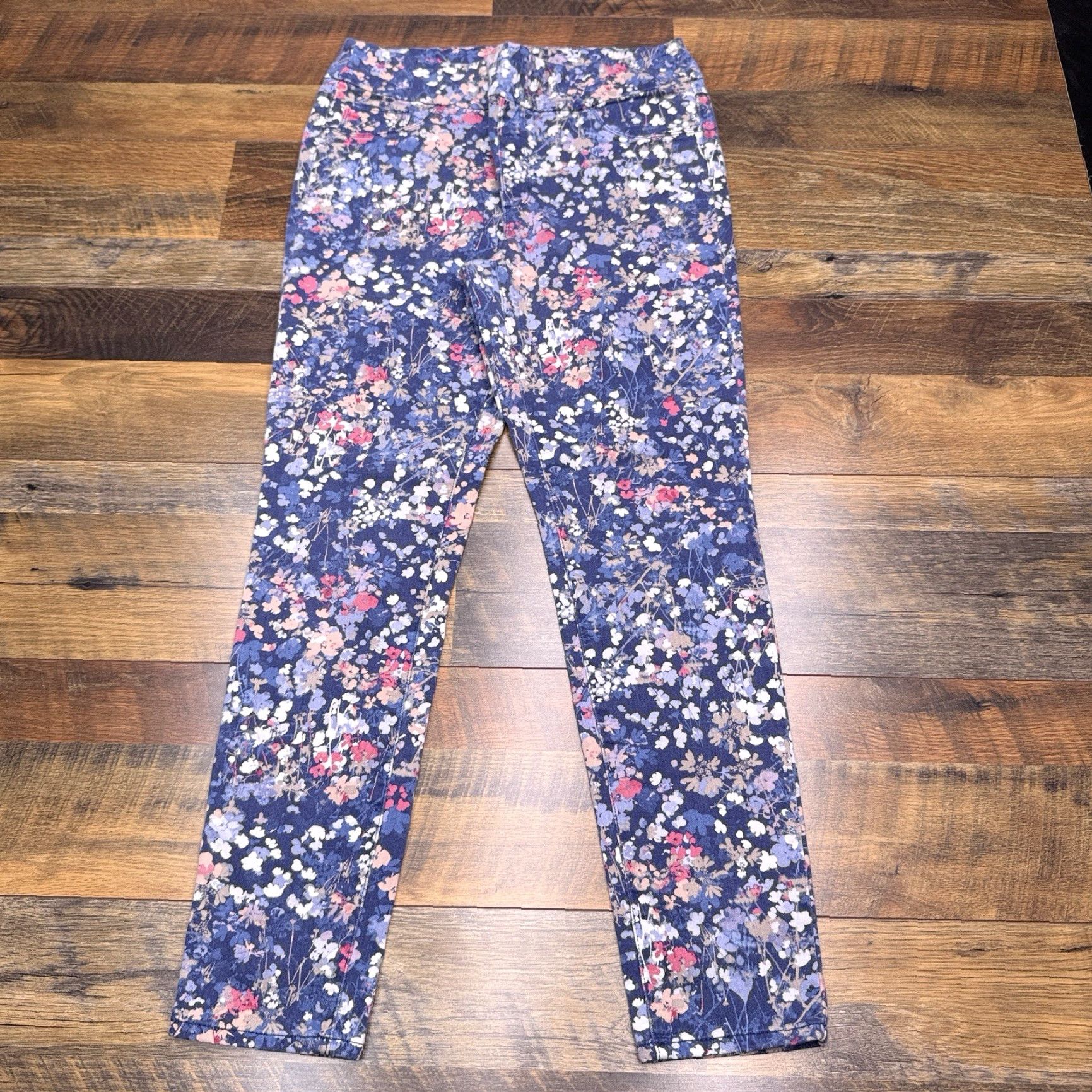 Vintage Chicos Womens Jegging 1R Blue Flowers Mid Rise Stretch Jeans Size 25" / US 0 / IT 36 - 2 Thumbnail