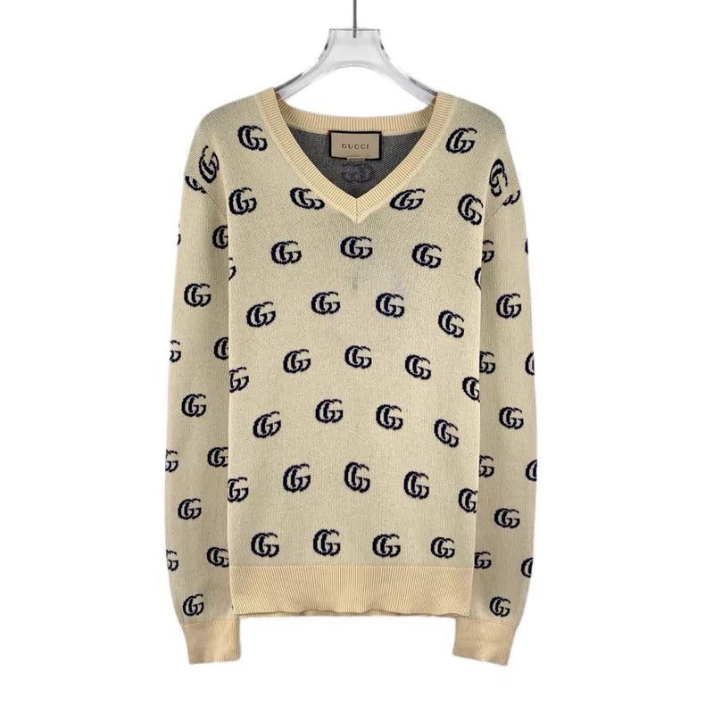 Gucci Gucci Beige double G old flower full print cotton V-neck l Size US XS / EU 42 / 0 - 1 Thumbnail